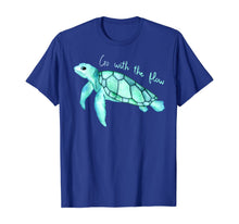 Ladda upp bild till gallerivisning, Sea green turtle watercolor, Go with the flow, funny T-Shirt 377820