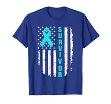 Ladda upp bild till gallerivisning, Funny shirts V-neck Tank top Hoodie sweatshirt usa uk au ca gifts for Ovarian Cancer Awareness American Flag Survivor T-Shirt 4254348