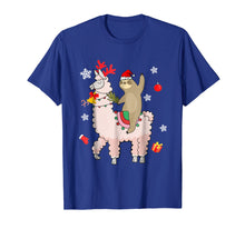 Ladda upp bild till gallerivisning, Funny shirts V-neck Tank top Hoodie sweatshirt usa uk au ca gifts for Santa Sloth Riding Llama Reindeer Christmas T-shirt 1345602