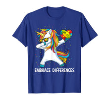 Ladda upp bild till gallerivisning, Funny shirts V-neck Tank top Hoodie sweatshirt usa uk au ca gifts for Autism Awareness Embrace Differences Dabbing Unicorn T-Shirt 2008486