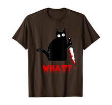 Ladda upp bild till gallerivisning, Cat What? Funny Murderous Black Cat With Knife Halloween T-Shirt 372267
