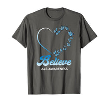 Ladda upp bild till gallerivisning, Blue and White Butterflies Heart Believe ALS Awareness Gifts TShirt554719