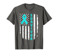 Ladda upp bild till gallerivisning, Funny shirts V-neck Tank top Hoodie sweatshirt usa uk au ca gifts for Ovarian Cancer Awareness American Flag Survivor T-Shirt 4254348