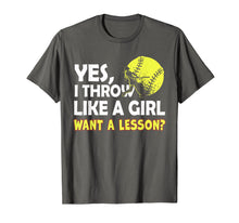 Ladda upp bild till gallerivisning, Funny shirts V-neck Tank top Hoodie sweatshirt usa uk au ca gifts for Yes I Throw Like A Girl Want A Lesson T-Shirt Softball Gift 1321887