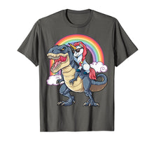 Ladda upp bild till gallerivisning, Funny shirts V-neck Tank top Hoodie sweatshirt usa uk au ca gifts for Unicorn Riding Dinosaur T rex Shirt Boys Girls Kids Rainbow 1906152