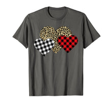 Ladda upp bild till gallerivisning, Funny Leopard And Buffalo Plaid Printed Love Heart Gifts T-Shirt--