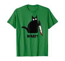 Ladda upp bild till gallerivisning, Halloween Black Cat With Bloody Knife T-Shirt 115994