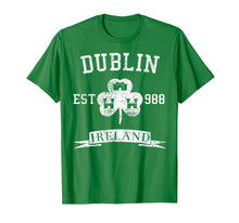 Ladda upp bild till gallerivisning, Dublin Vintage T-Shirt Green Irish Ireland Shamrock Est 988