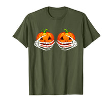 Ladda upp bild till gallerivisning, Skeleton Hands On Chest Pumpkin Boobs - Halloween costumes T-Shirt 752401