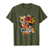 Ladda upp bild till gallerivisning, Tiger and Skull flower Floral Flowers shirt Cute Gift Idea T-Shirt 114115