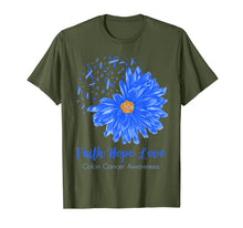 Ladda upp bild till gallerivisning, Faith Hope Love Colon Cancer Awareness Flower Blue Gifts T-Shirt-472196