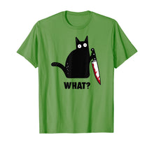 Ladda upp bild till gallerivisning, Halloween Black Cat With Bloody Knife T-Shirt 115994