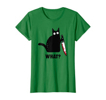Ladda upp bild till gallerivisning, Halloween Black Cat With Bloody Knife T-Shirt 115994