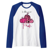 Ladda upp bild till gallerivisning, In October We Wear Pink Pumpkin Breast Cancer Halloween Raglan Baseball Tee 80797