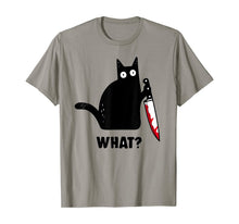 Ladda upp bild till gallerivisning, Cat What? Funny Black Cat Shirt, Murderous Cat With Knife T-Shirt 48352