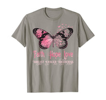 Ladda upp bild till gallerivisning, Faith Hope Love Pink Butterfly Breast Cancer Awareness T-Shirt 71117