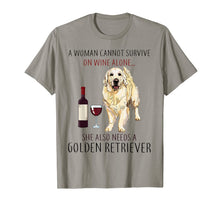 Ladda upp bild till gallerivisning, A Woman Cannot Survive On Wine Alone Golden Retriever Tshirt 138888