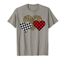 Ladda upp bild till gallerivisning, Funny Leopard And Buffalo Plaid Printed Love Heart Gifts T-Shirt--