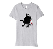 Ladda upp bild till gallerivisning, Cat What? Murderous Black Cat With Knife Halloween Gift Premium T-Shirt 169102