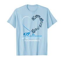 Ladda upp bild till gallerivisning, Blue and White Butterflies Heart Believe ALS Awareness Gifts TShirt554719
