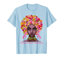 Ladda upp bild till gallerivisning, Pink Ribbon Afro Flowers Hair Black Queen Breast Cancer T-Shirt 385424
