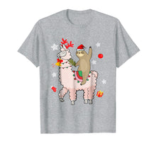 Ladda upp bild till gallerivisning, Funny shirts V-neck Tank top Hoodie sweatshirt usa uk au ca gifts for Santa Sloth Riding Llama Reindeer Christmas T-shirt 1345602