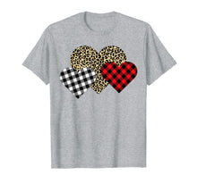 Ladda upp bild till gallerivisning, Funny Leopard And Buffalo Plaid Printed Love Heart Gifts T-Shirt--