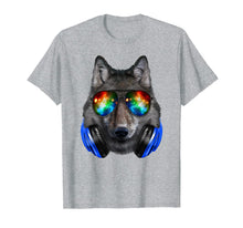Ladda upp bild till gallerivisning, Grey Wolf as DJ in Galaxy Sunglass, Headphone - T-Shirt 937549