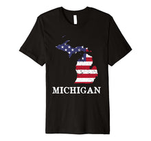 Ladda upp bild till gallerivisning, Michigan Map State American Flag Shirt 4th Of July Pride Tee 474800
