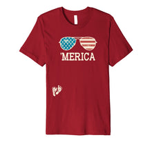 Ladda upp bild till gallerivisning, Womens 4th of July Pregnancy T Shirt 'Merica Sunglasses Gift 263259

