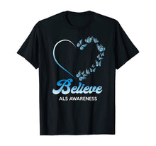 Ladda upp bild till gallerivisning, Blue and White Butterflies Heart Believe ALS Awareness Gifts TShirt554719
