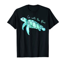 Ladda upp bild till gallerivisning, Sea green turtle watercolor, Go with the flow, funny T-Shirt 377820
