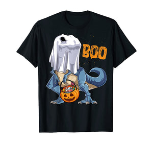 Ghost Dinosaur T rex Funny Boo Halloween Gifts Men Pumpkin T-Shirt 125302