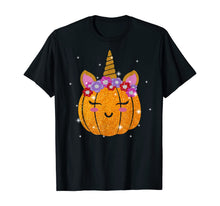 Ladda upp bild till gallerivisning, Cute Unicorn Pumpkin Funny Halloween Thanksgiving Gift T-Shirt 203969
