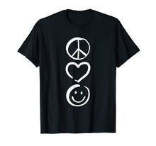 Ladda upp bild till gallerivisning, Funny shirts V-neck Tank top Hoodie sweatshirt usa uk au ca gifts for Peace Love and Happiness T-Shirt Peace Sign, Heart, Smile 1394766
