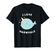 Ladda upp bild till gallerivisning, Funny shirts V-neck Tank top Hoodie sweatshirt usa uk au ca gifts for Cute Kawaii I Love Narwhals T-Shirt 1582487

