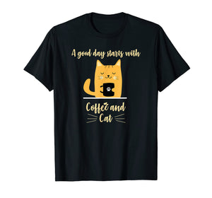 Funny shirts V-neck Tank top Hoodie sweatshirt usa uk au ca gifts for A good day starts with Coffee, Orange Cat Lover Tshirt Gifts 3725759