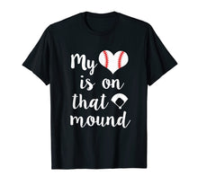 Ladda upp bild till gallerivisning, Funny shirts V-neck Tank top Hoodie sweatshirt usa uk au ca gifts for My heart is on that mound Baseball Pitcher Mom Shirt Gift 1937748
