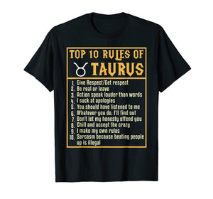Funny shirts V-neck Tank top Hoodie sweatshirt usa uk au ca gifts for Birthday Gifts Idea Top 10 Rules of Taurus Zodiac T-shirt 3407387