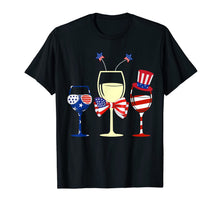 Ladda upp bild till gallerivisning, Red White Blue Wine Glasses American Flag 4th Of July Tshirt 259279
