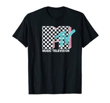 Ladda upp bild till gallerivisning, MTV Neon Distressed Checkered Logo Graphic T-Shirt
