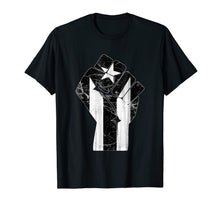 Ladda upp bild till gallerivisning, Puerto Rico Resiste Black Flag TShirt Fist 53508
