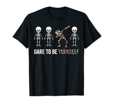 Ladda upp bild till gallerivisning, Funny shirts V-neck Tank top Hoodie sweatshirt usa uk au ca gifts for Autism Awareness Skeleton Dabbing Dare To Be Yourself Tshirt 2536876

