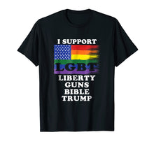 Ladda upp bild till gallerivisning, Funny shirts V-neck Tank top Hoodie sweatshirt usa uk au ca gifts for I support LGBT Liberty Guns Bible rainbow color T-Shirt 2531496
