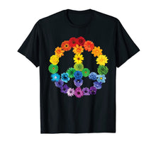 Ladda upp bild till gallerivisning, Spring Flowers Peace Sign T-Shirt Daisies Roses Rainbow 415217
