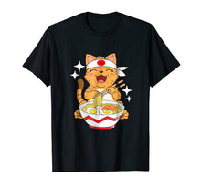 Ladda upp bild till gallerivisning, Japanese Ramen Gift T Shirt Cute Anime Cat Noodle Kitten Tee 915122
