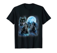 Ladda upp bild till gallerivisning, Funny shirts V-neck Tank top Hoodie sweatshirt usa uk au ca gifts for T-Shirt Three Wolves Howling Under Icy Full Moon, Gray Wolf 248423
