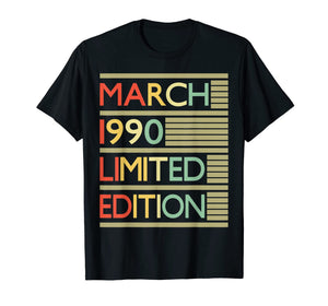 30 Years Old Shirt 30th Birthday Gifts Women Men March 1990 T-Shirt-73700