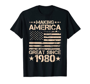 Funny Born in 1980 40 Years Old 40th Birthday Gifts Him Her T-Shirt-1355180