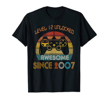 Ladda upp bild till gallerivisning, Level 12 Unlocked Awesome Since 2007 -12th Birthday Gamer  T-Shirt 60404
